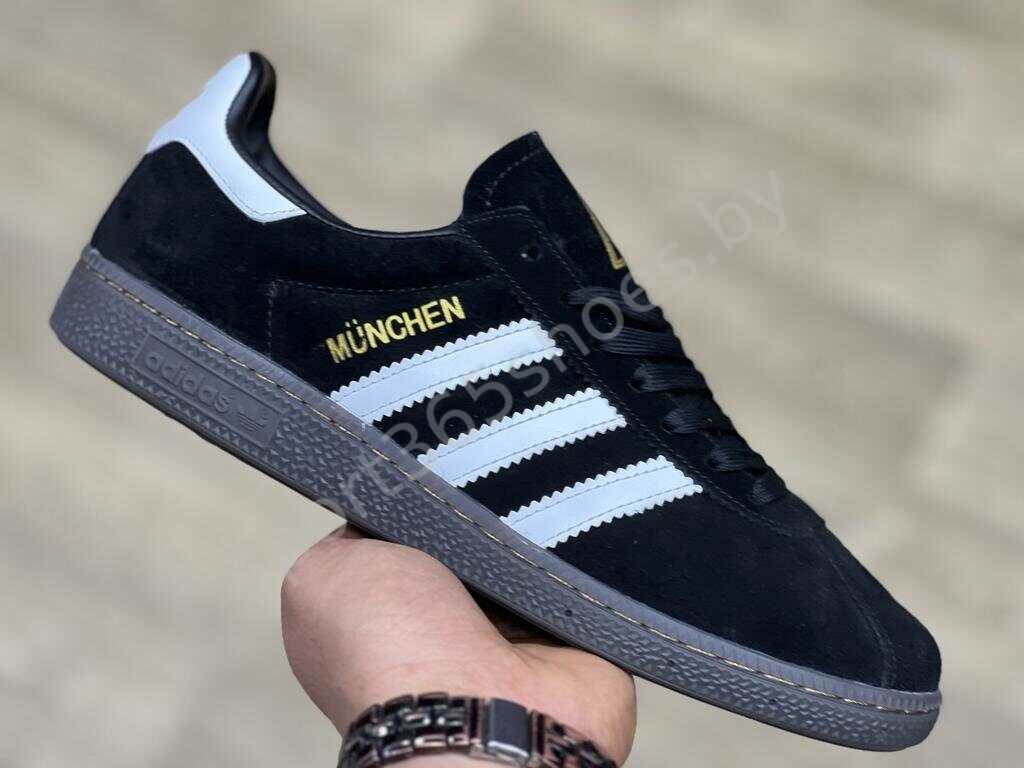 Чёрные мужские и подростковые кроссовки Адидас Мюнхен | Adidas Munchen ...